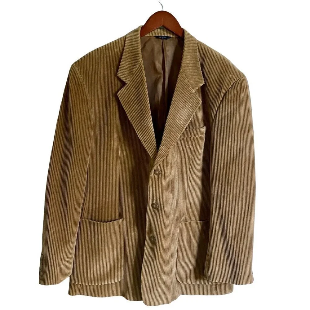 Barrington Brown Cotton Corduroy 3 Button Sport Coat Jacket 44L